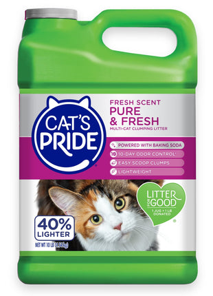 Cat's Pride Premium Lightweight Clumping Litter: Pure & Fresh - Up to 10 Days of Powerful Odor Control - Multi-Cat, Scented, 10 Pounds