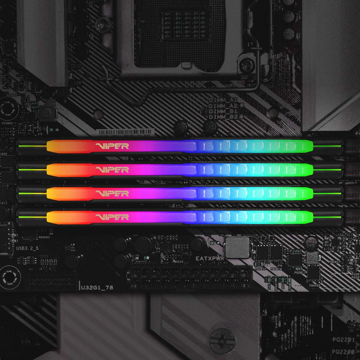 Patriot Viper Steel RGB DDR4 RAM 64GB (2X32GB) 3200MHz CL18 1.35v UDIMM Desktop Gaming Memory Kit Compatible with XMP - PVSR464G320C8K