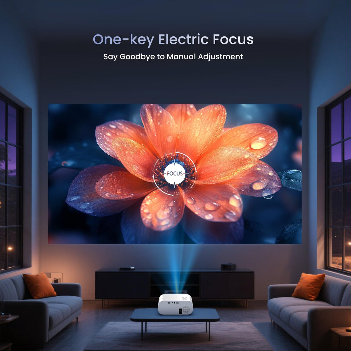 HOMPOW Projector, Native 1080P Full HD Bluetooth Projector with Speaker, 9500 Lumens Outdoor Portable Movie Mini Projector Compatible with Laptop, Smartphone, TV Stick, Xbox, PS5