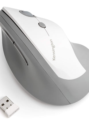 Kensington Pro Fit Ergo Vertical Wireless Mouse- Gray, White