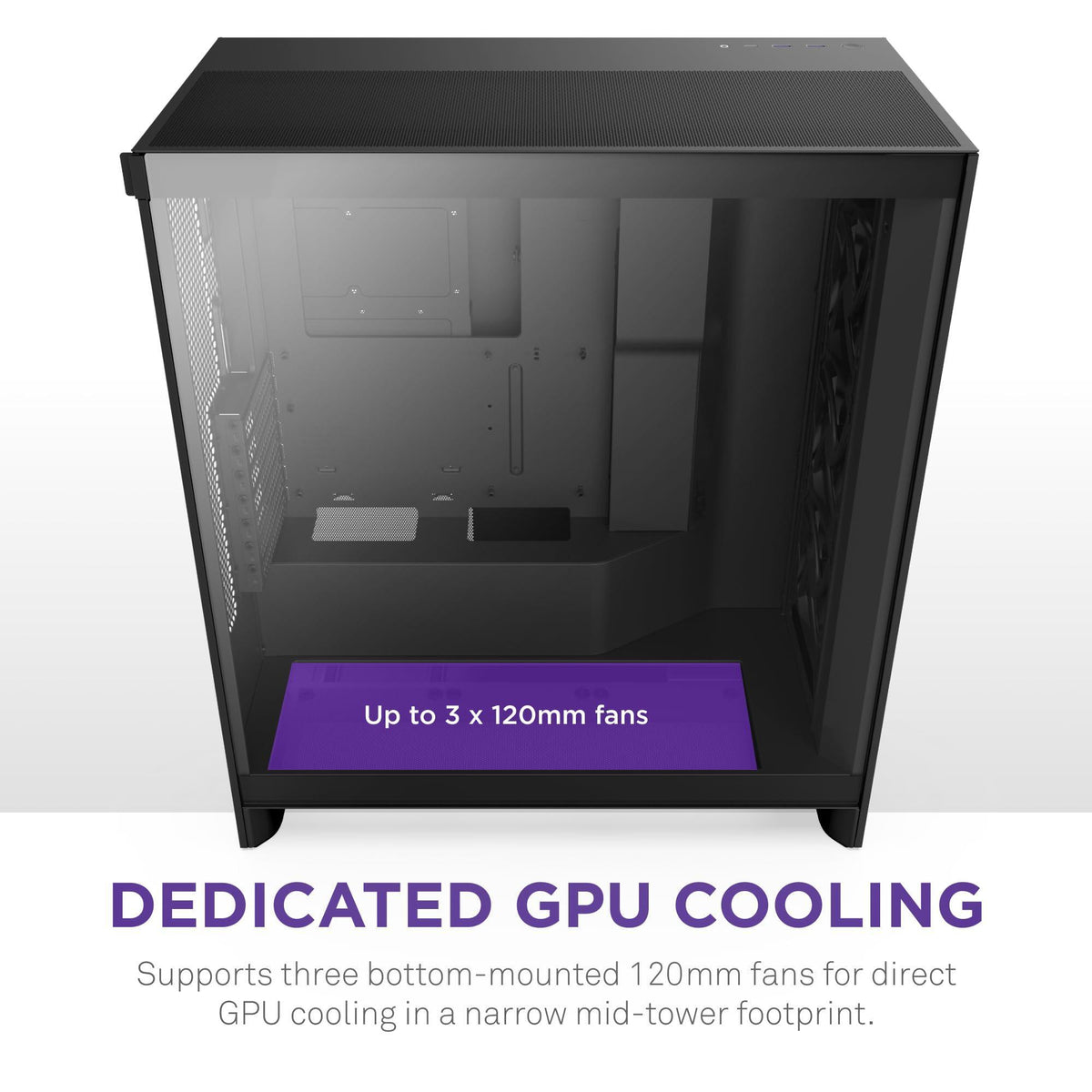 NZXT H7 Flow 2024 - Mid-Tower ATX Airflow Case - Includes Pre-Installed 3 x 120mm Fans - Supports Bottom Fans for Dedicated GPU Cooling - Cable Management - Black