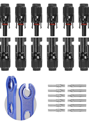 BougeRV 12 PCS Solar Connectors with Spanners Solar Panel Cable Connectors 6 Pairs Male/Female(10AWG)
