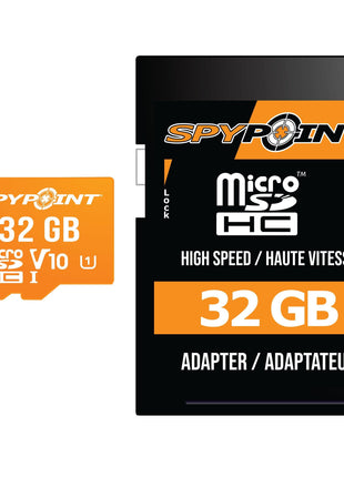 SPYPOINT 32GB Micro SD Memory Card Trail for Cameras | Adapter Media Storage for Trail and Game Cameras Designed | Used in Hunting and Trail Cams (Class 10 Speed)