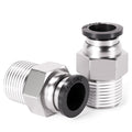 TAILONZ PNEUMATIC Male Straight 1/4 Inch Tube OD x 1/4 Inch NPT Thread Push to Connect Fitting PC-1/4-N2 (Pack of 10)