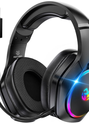 Tatybo Gaming Headset for Ps5 Ps4 PC, 2.4GHz USB & Type-C Gaming Headphones, 40Hrs & 7.1 Surround Sound Ps5 Headset with Noise Canceling Mic, Wireless Headset for Switch Phone