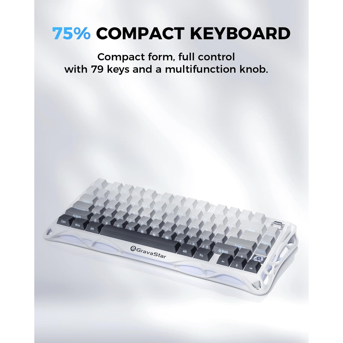 GravaStar Mercury K1 75% Wireless Mechanical Gaming Keyboard, Aluminum Alloy Exoskeleton Design, Gasket Custom Keyboard Hot-Swap Socket, Linear Switches, RGB Backlit