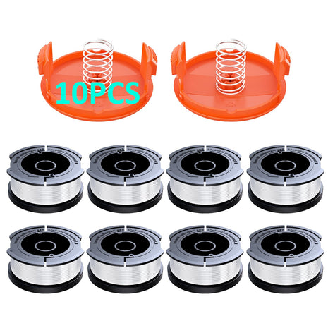 10 Pack AF-100 Replacement Spool Line for Black+Decker - 0.065 inch Weed Eater String Trimmer Line Spool, 30ft Autofeed Weed Wacker Spool Refill for Black+Decker(8 Spool,2 Cap,2 Spring)