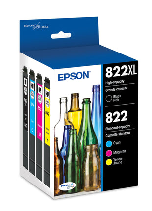 EPSON 822 DURABrite Ultra Ink High Capacity Black & Standard Color Cartridge Combo Pack (T822XL-BCS) Works with WorkForce Pro WF-3820,3823, 4820, 4830, 4833, 4834