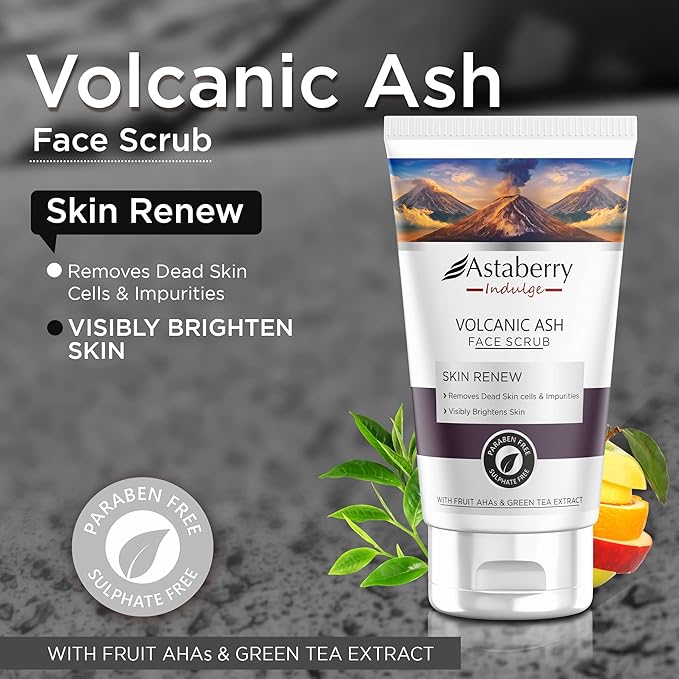 ASTABERRY Volcanic Ash Face Scrub For Visibly Brightens Skin -100 GM