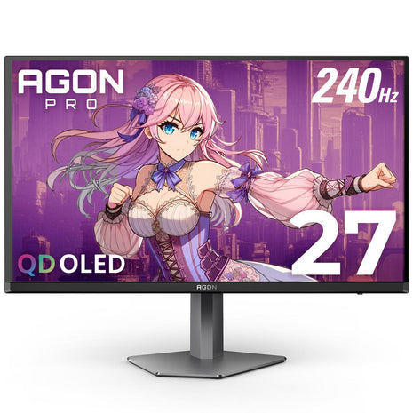 AOC Agon PRO 27 inch QD-OLED Gaming Monitor, QHD 2560x1440, 240Hz, 0.03ms GtG, HDR400 True Black, Adaptive Sync, Height Adjustable, DisplayPort, HDMI, USB, Built-in Speakers, AG276QZD2