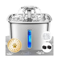 Veken Innovation Award Winner Stainless Steel Cat Water Fountain, 95oz/2.8L Automatic Pet Fountain Dog Water Dispenser with Replacement Filters & Silicone Mat for Cats, Dogs, Multiple Pets (Silver)