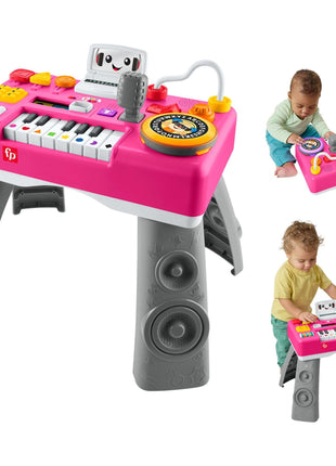 Fisher-Price Laugh & Learn Mix & Learn DJ Table Baby Toy | Pink, 12 Busy Activities, Musical Learning Play, Infants & Toddlers Ages 6+ Months
