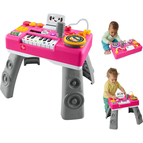 Fisher-Price Laugh & Learn Mix & Learn DJ Table Baby Toy | Pink, 12 Busy Activities, Musical Learning Play, Infants & Toddlers Ages 6+ Months