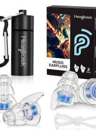 Hearprotek Concert Ear Plugs, 2Pairs Reusable high Fidelity Musician Ear Plugs for Concerts Loud Music-Noise Reduction Ear Protection earplugs for Rave,Festival,Music,Tinnitus Relief