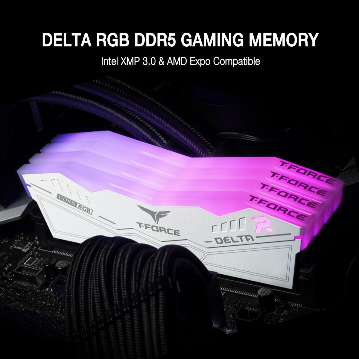 TEAMGROUP T-Force Delta RGB DDR5 Ram 32GB (2x16GB) 6400MHz PC5-51200 CL38 Desktop Memory Module Ram for 600 700 Series Chipset XMP 3.0 Ready White FF4D532G6400HC38JDC01