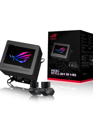 ASUS ROG RYUJIN III WB CPU Water Block-Intel LGA 1700, 1200, 115X, AMD Socket AM4, AM5 Asetek Copper Cold Plate Black, 178 Micro-Cooling, 3.5" Full Color LCD Display, Embedded VRM Fan, 3 Year Warranty