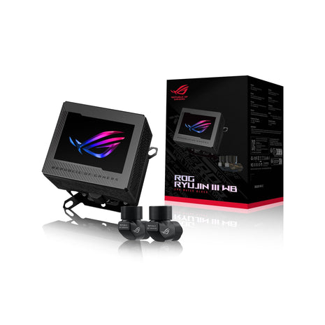 ASUS ROG RYUJIN III WB CPU Water Block-Intel LGA 1700, 1200, 115X, AMD Socket AM4, AM5 Asetek Copper Cold Plate Black, 178 Micro-Cooling, 3.5" Full Color LCD Display, Embedded VRM Fan, 3 Year Warranty