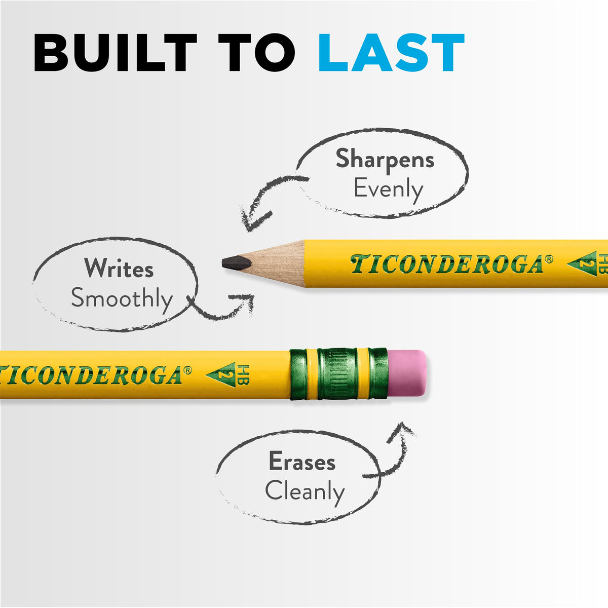 Ticonderoga My First Short Triangular Wood-Cased Pencils, #2 HB Soft, With Erasers, Yellow, 4 Count