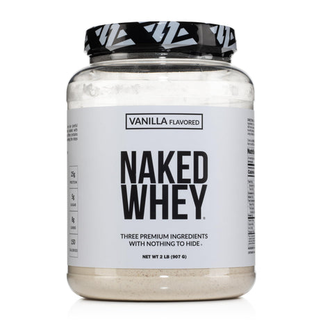 NAKED Whey Vanilla Protein Powder   Only 3 Ingredients   Grass Fed Whey Protein Powder, Vanilla Flavor, and Organic Coconut Sugar, No GMO, No Soy, and Gluten Free   24 Servings