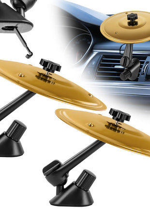2Pcs Car Cymbal Air Vent - Easy Clip-On Mini Cymbal for Car Dashboard, Compact & Durable Musical Car Accessory for Drivers, Fits All Vehicles (Gold)