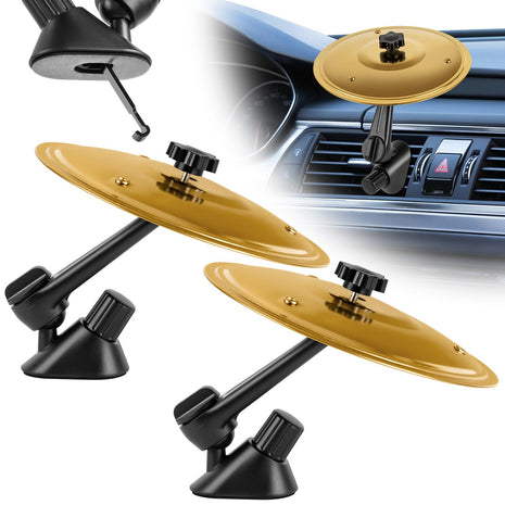 2Pcs Car Cymbal Air Vent - Easy Clip-On Mini Cymbal for Car Dashboard, Compact & Durable Musical Car Accessory for Drivers, Fits All Vehicles (Gold)