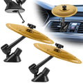 Uceento 2Pcs Car Cymbal Air Vent - Easy Clip-On Mini Cymbal for Car Dashboard, Compact & Durable Musical Car Accessory for Drivers, Fits All Vehicles (Gold)