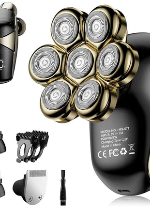 SHPAVVER Head Shavers for Bald Men: 5-in-1 Electric Razor - IPX7 Waterproof Shaving Grooming Kit for Balder - Turbo Speed & Precision Blades
