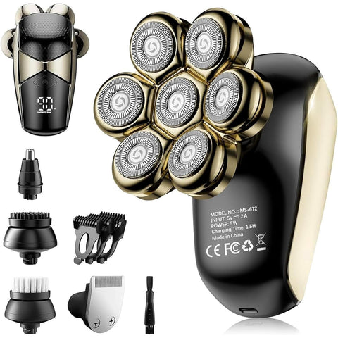 SHPAVVER Head Shavers for Bald Men: 5-in-1 Electric Razor - IPX7 Waterproof Shaving Grooming Kit for Balder - Turbo Speed & Precision Blades