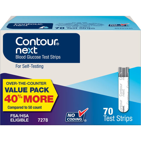 Ascensia Contour Next Blood Glucose Diabetes Test Strips, 70 Count