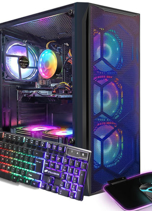 STGAubron Gaming PC Desktop,Core I7,RX 580 8G,16G RAM,512G SSD | Gaming Computer Tower for Streaming,Video Editing,Home,School,I7 up to 3.9GHz,ARGB Fan,WiFi 6,BT 5.0,4K DP,HDMI,Win11 Home