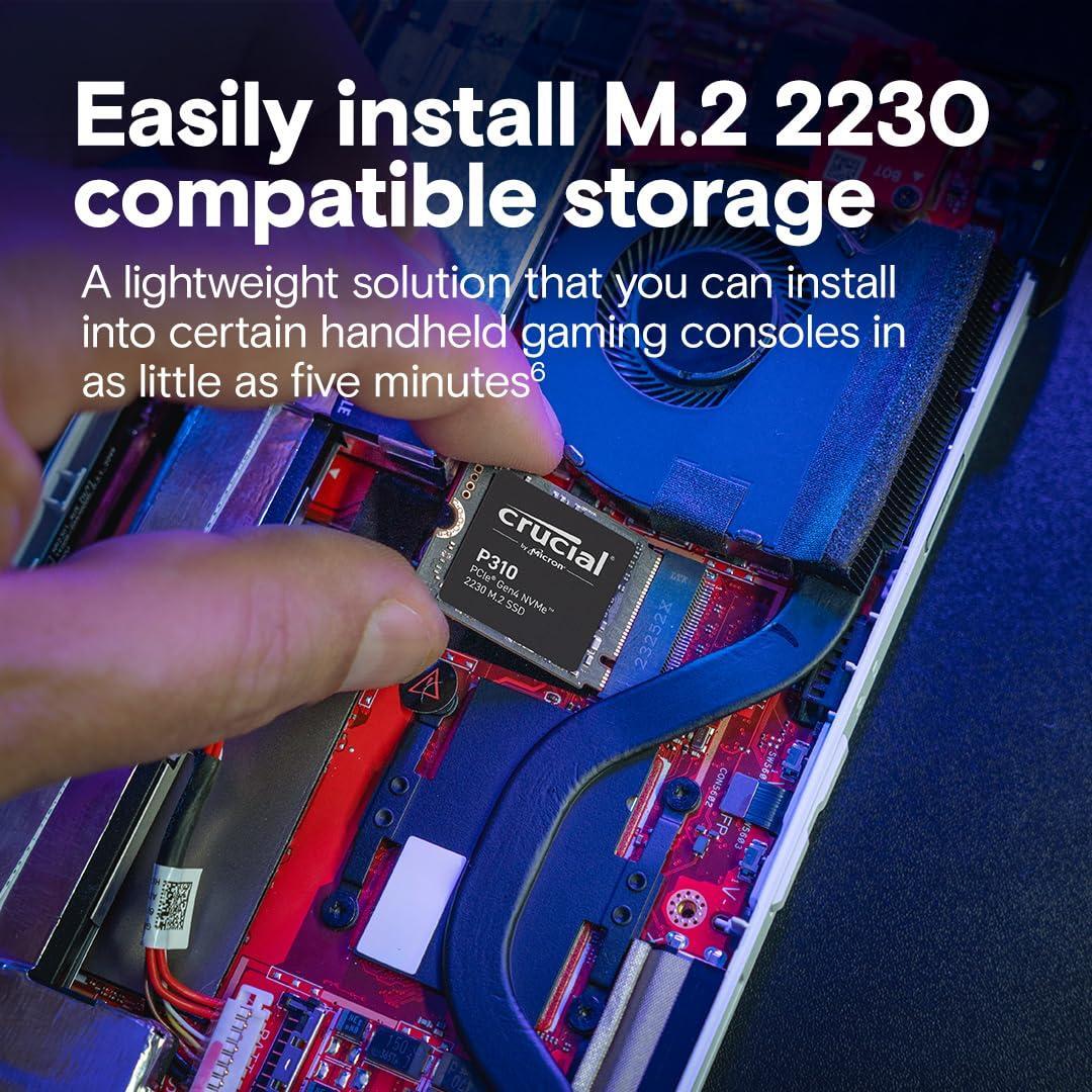 Crucial P310 2TB PCIe Gen4 2230 NVMe M.2 SSD - Up to 7,100 MB/s - Uplevel Your Console - Internal Solid State Drive (PC) - CT2000P310SSD2