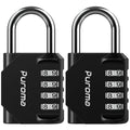 Puroma 2 Pack Combination Lock for Locker 4 Digit Outdoor Waterproof Padlock for School, Gym, Sports, Fence, Toolbox, Gate, Case, Outdoor, Hasp Storage (Black)