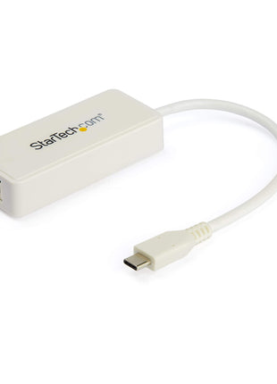 StarTech.com USB C to Gigabit Ethernet Adapter w/USB A Port - White 1Gbps NIC USB 3.0/USB 3.1 Type C Network Adapter - 1GbE USB-C RJ45/LAN TB3 Compatible Windows MacBook Pro Chromebook (US1GC301AUW)