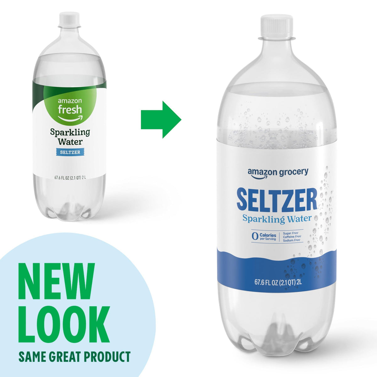 Amazon Grocery, Seltzer Sparkling Water, 67.6 Fl Oz (Previously Happy Belly, Packaging May Vary)