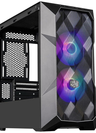 Cooler Master TD300 Mesh Micro-ATX Tower with Polygonal Mesh Front ana Removable Top Panel, ARGB/PWM Hub Tempered Glass, Dual Sickleflow PWM ARGB Lighting Fans