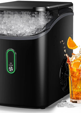 Silonn Nugget Ice Maker Countertop, Pebble Ice Maker with Soft Chewable Ice, One-Click Operation Ice Machine with Self-Cleaning, 33lbs/24H for Home,Kitchen,Office