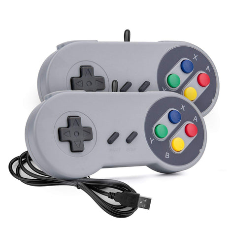 Rii Game Controller, Retro USB Controller for PC Gaming, Super Classic Wired Game Emulator Controller for PC, Raspberry Pi, Windows,Mac,Liunx, Android (Grey, 2 Pack)