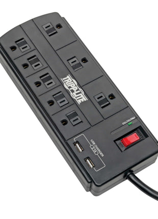 Tripp Lite Surge Protector with USB Charging, 8 Outlet Surge Protector Power Strip, 2 USB Charge Ports, 8ft Cord, 1200 Joules, Black (TLP88USBB)