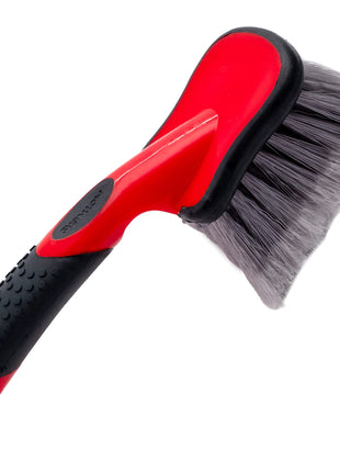 Mothers Car Wash Brush, Wheel and Fender Brush, Short Handle Tire Cleaner for Car Detailing, 10 Inch, Red/Black