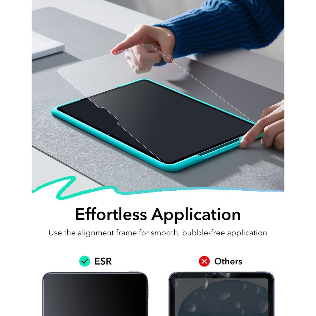 ESR 2 Pack Paper-Feel Screen Protectors for iPad Air 11 Inch M3/M2 (7th/6th Generation, 2025/2024), Write and Draw Like on Paper, 9H Tempered Glass, Matte Writing Film with Alignment Frame, Anti-Glare