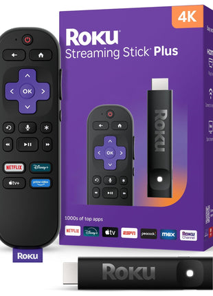 Roku Streaming Stick Plus - 4K & HDR Roku Streaming Device for TV with Voice Remote - Free & Live TV