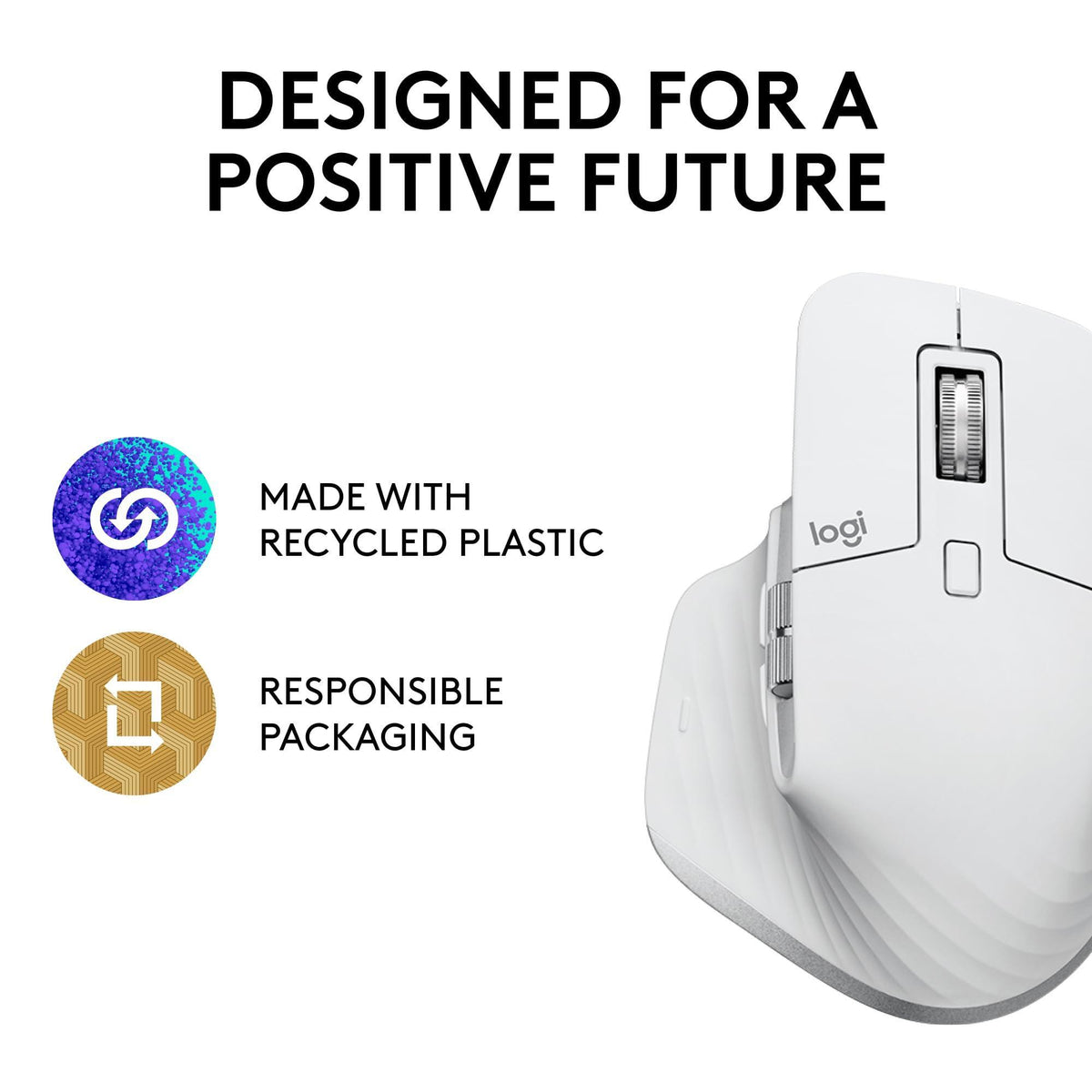 Logitech MX Master 3S Wireless Mouse Standard Edition with Logi Bolt USB Receiver, Ultra-fast Scrolling, Ergo, 8K DPI, Track on Glass, Quiet Clicks, USB-C, Bluetooth, Windows, Linux, Chrome- Pale Grey