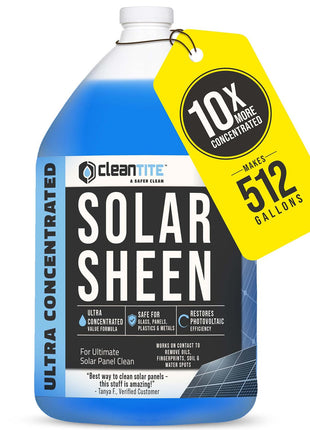 Solar Panel Cleaner 1 Gallon (Makes 512 G) - Super Concentrated Cleaning Solution for Glass, Metal, Wood & Plastic - Remove Oil, Fingerprint & Water Spots - Multipurpose Solar Panel Cleaning