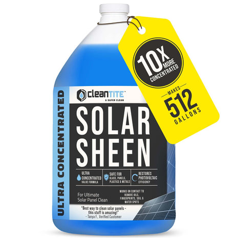 Solar Panel Cleaner 1 Gallon (Makes 512 G) - Super Concentrated Cleaning Solution for Glass, Metal, Wood & Plastic - Remove Oil, Fingerprint & Water Spots - Multipurpose Solar Panel Cleaning