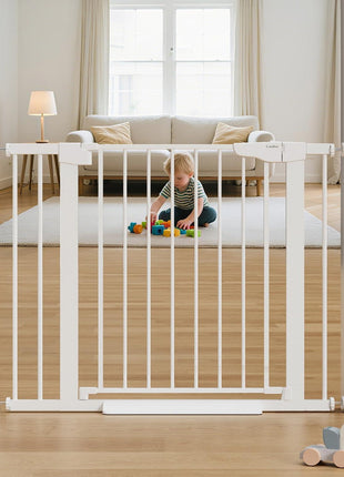 Cumbor 30-40.6 in Baby Gate for Stairs and Doorways, Dog Gate Indoor White | Mom's Choice Awards Winner, Auto Close, Double Lock, Safety Child Gate for Toddlers & Pets, Pressure or Hardware Mounted
