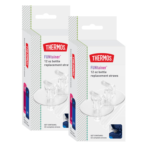 THERMOS FUNtainer 12 Ounce Insulated Kids Water Bottle Replacement Straws, 4 Straws