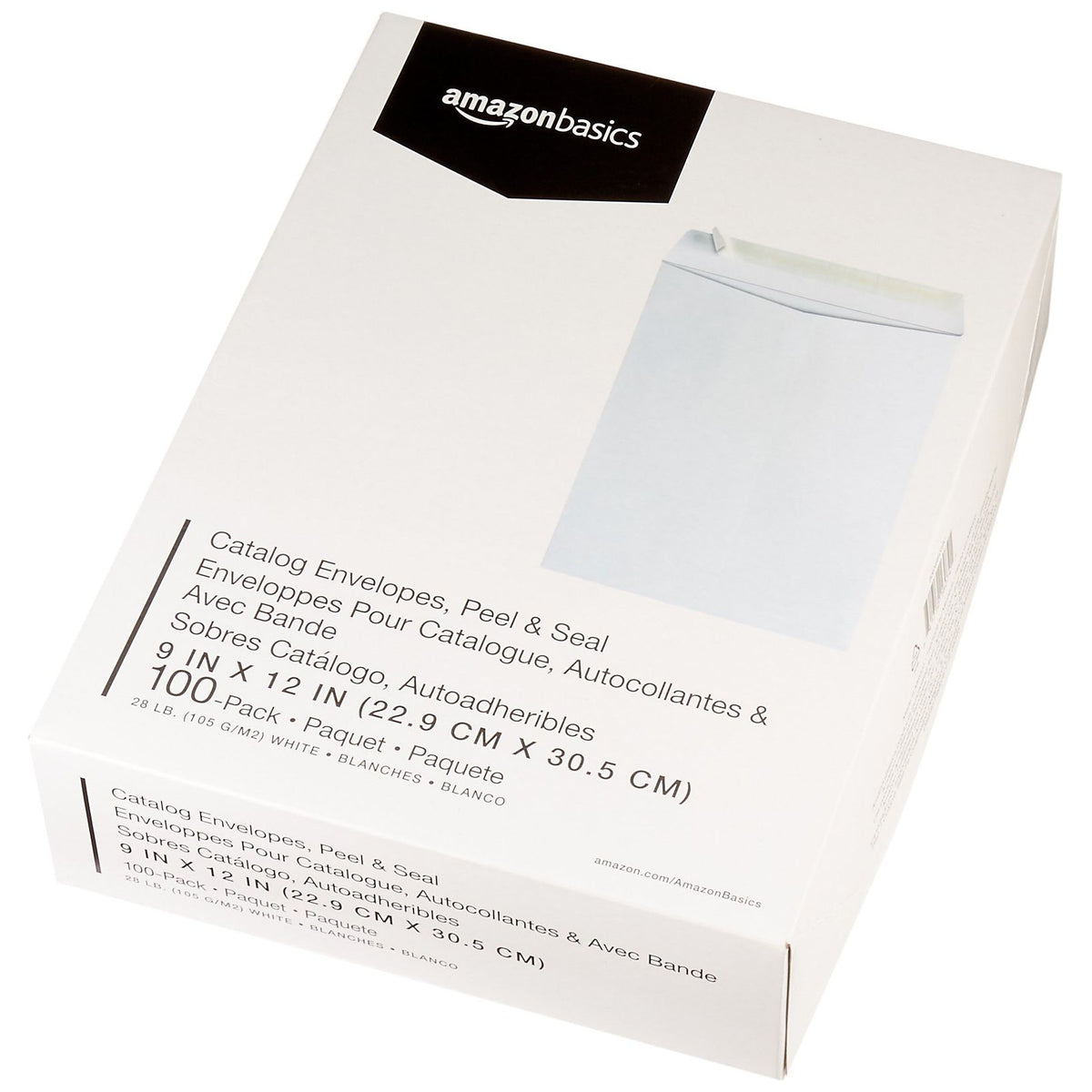Amazon Basics Catalog Mailing Envelopes, Peel and Seal, 9x12 Inch, 100-Pack, White