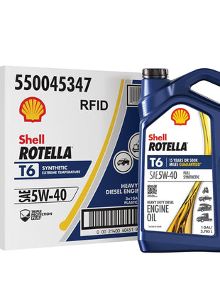 Shell Rotella T6 Full Synthetic 5W-40 Diesel Engine Oil, 1 Gallon (3 Pack)