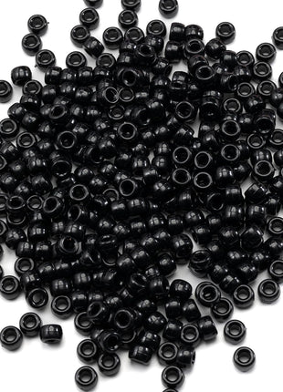 Gxueshan 1000 Pcs Acrylic Black Pony Beads 6x9mm Large Hole Pen Hair Kandi Beads Bulk for Friendship Bracelet Necklace Jewelry Making Earring Braiding Kit