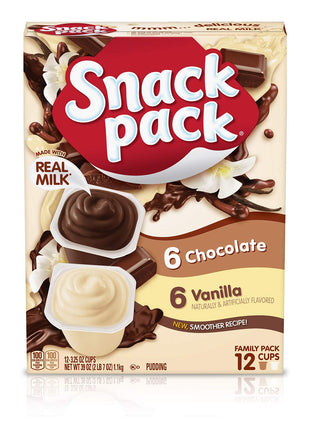 Snack Pack Chocolate and Vanilla Pudding Cups, 3.25 oz., 12-ct Family Pack